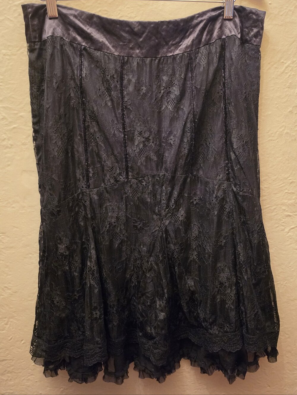 Marc Aurel Black Lace Midi Skirt Goth Romantic Fairy Grunge Boho XL
